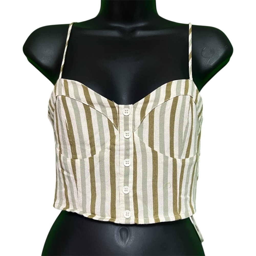 Striped Button-Up Corset Crop Top